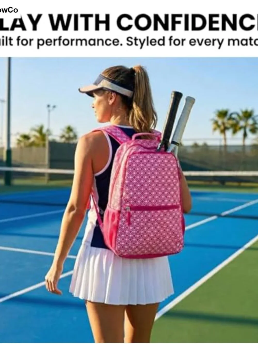 Tennis Racket Backpack for Women, Lightweight Polyester Backpack, Holds 2